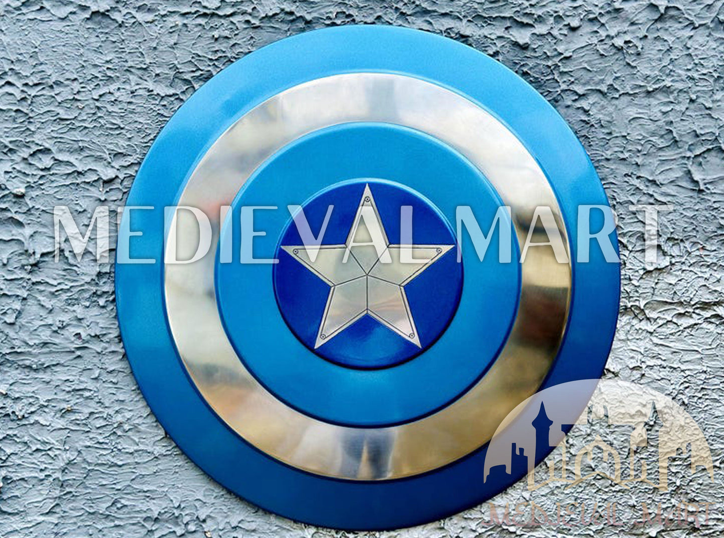 MEDIEVALMART Marvel Legend Captain America Shield Blue Finish Marvel Prop Replica