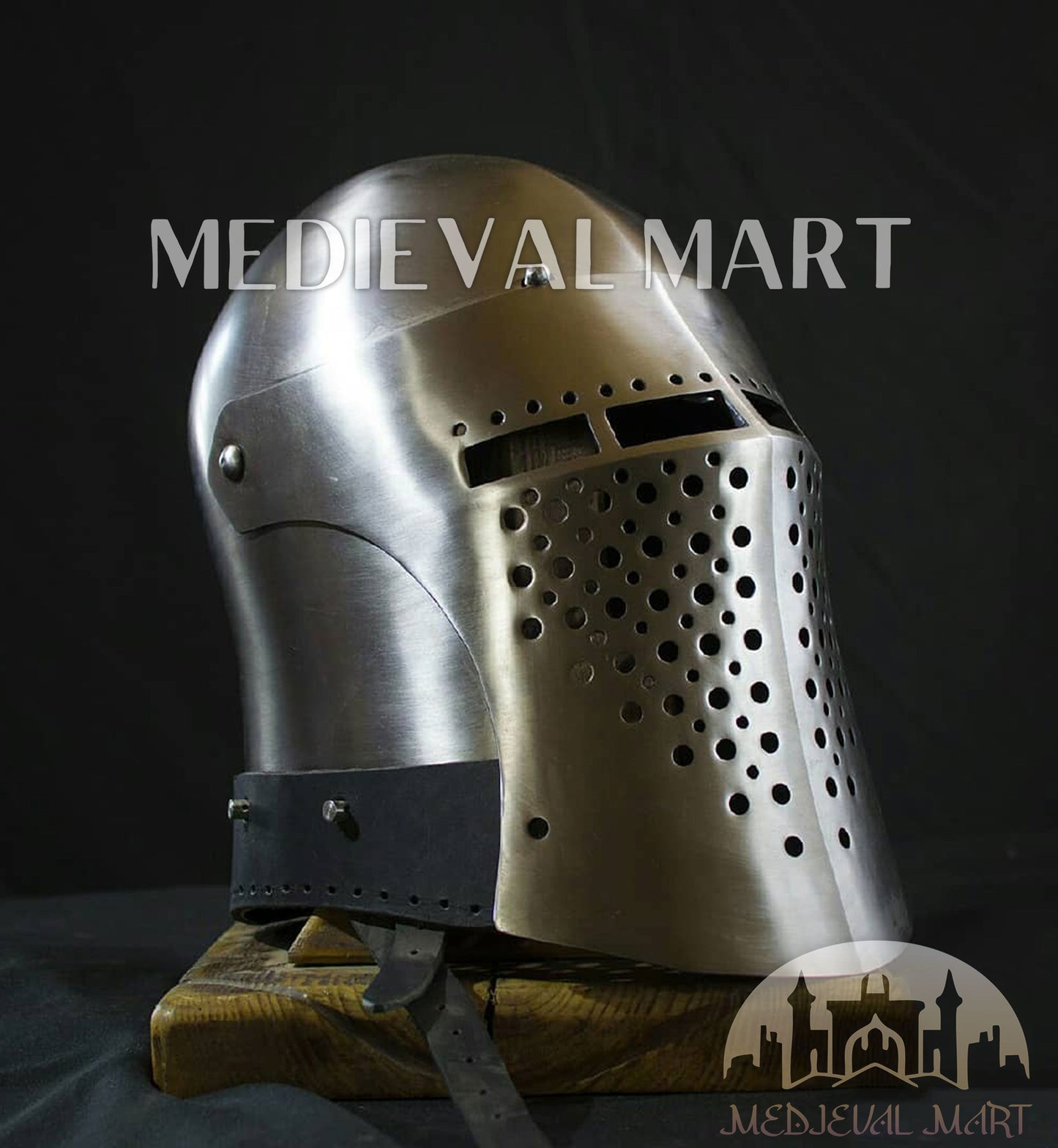 MEDIEVALMART The Great Alexander Hard Steel Edition War Damage Helmet on full Size