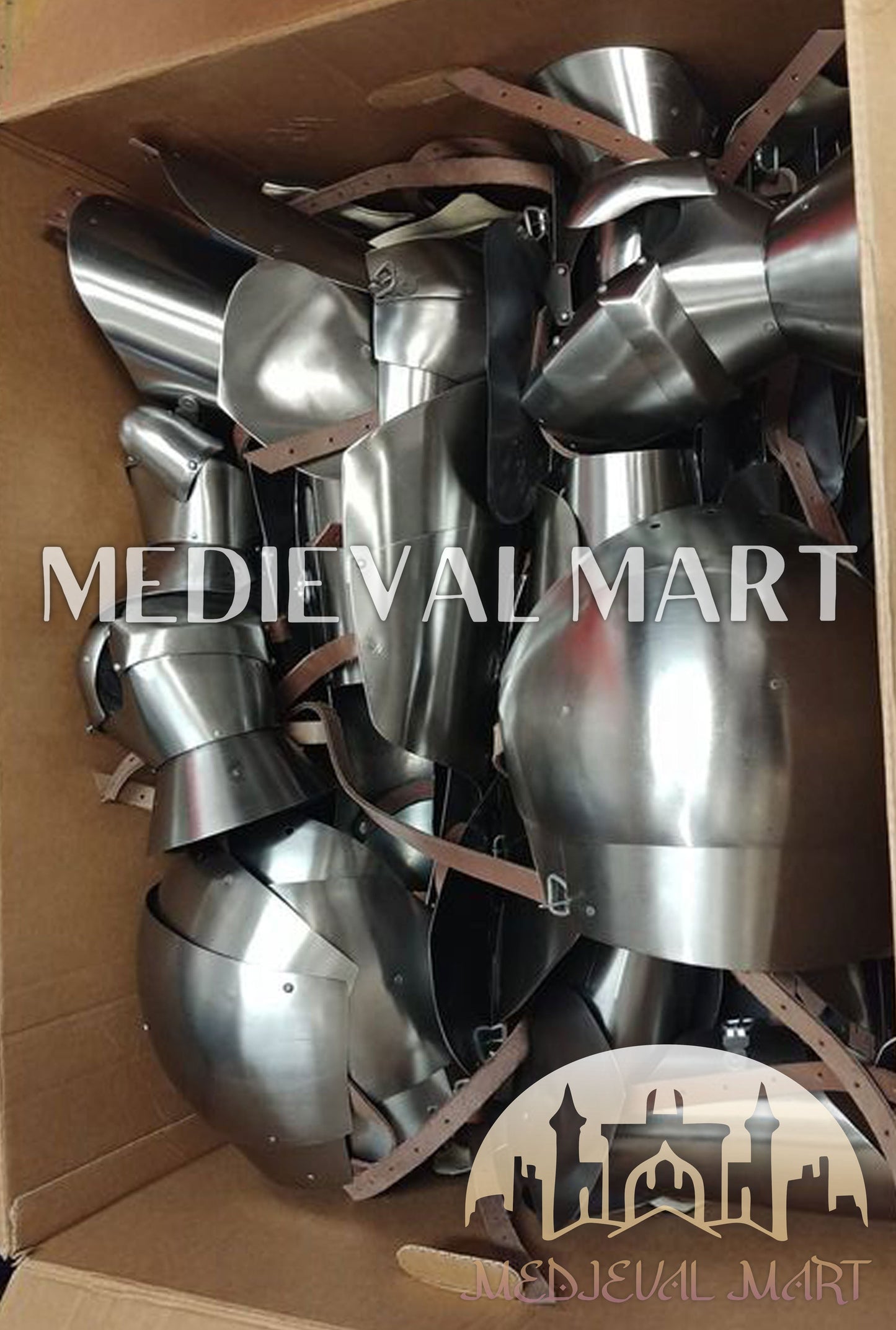 MEDIEVALMART European Sport Buhurt Combat Hardened Steel Suit of Full Body Costume W/H Viking Axe & Titanium Brigandine