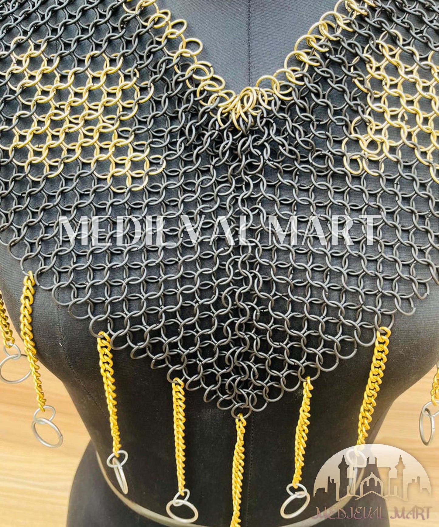 MEDIEVALMART Women’s Black (Sable Knight) Chainmail Armor W/o Skirt