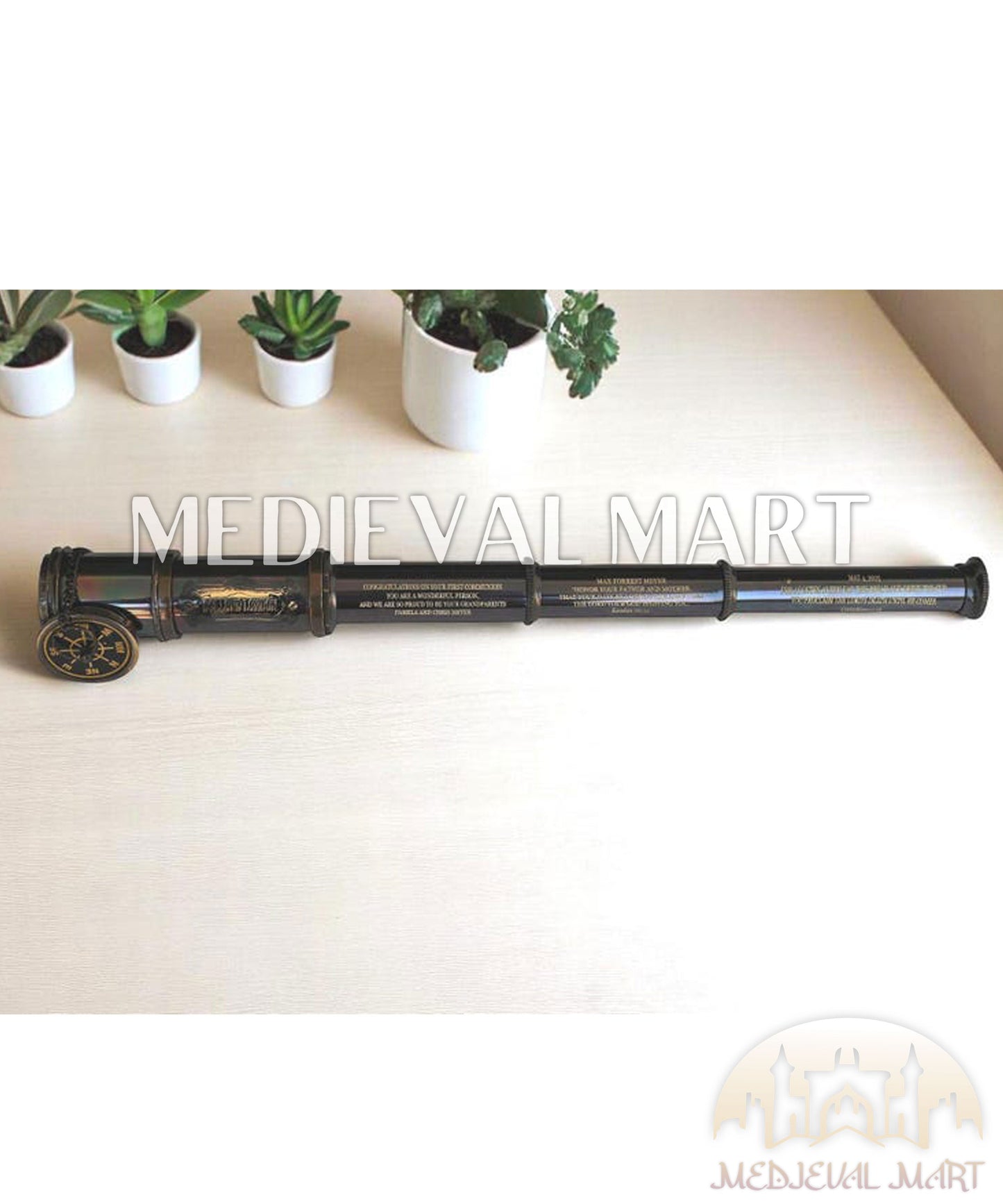 MEDIEVALMART Nautical Antique Brass Custom Telescope With Box Gift for Mom