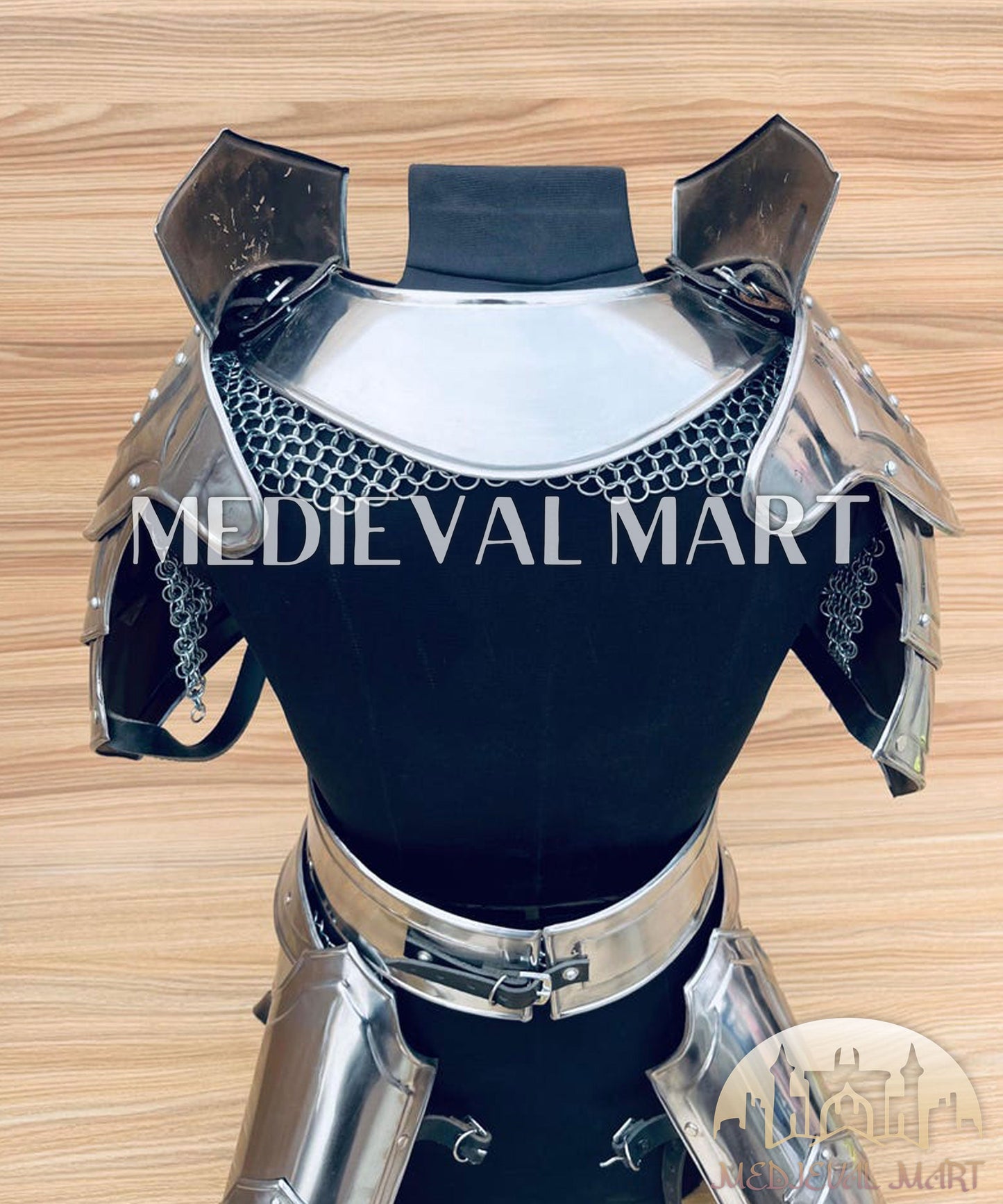 MEDIEVALMART (Isolara Dragonplate) Women’s Armor W/H (MoonFire) Chainmail + Frost Belt + Arms Armor