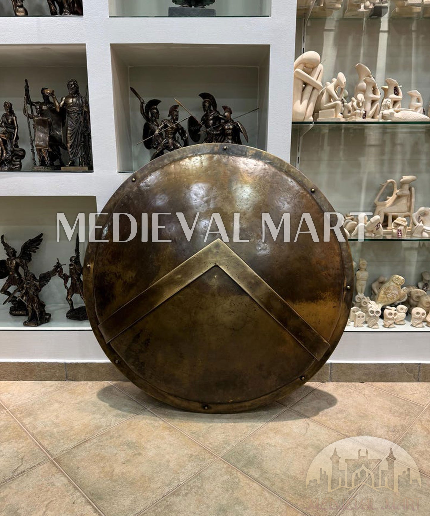 MEDIEVALMART 300 Movie Spartan’s Antique Touch Metal Shield | Gifts For Dad