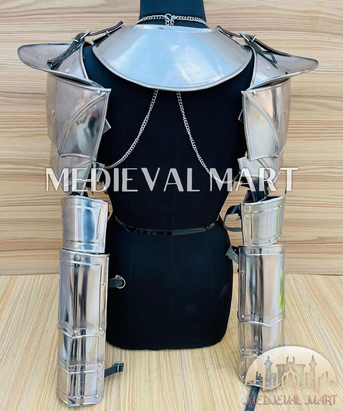 MEDIEVALMART (Velmora Siege) Women’s Armor With (Royal Raven) Bra + Pauldron & Bracer armor