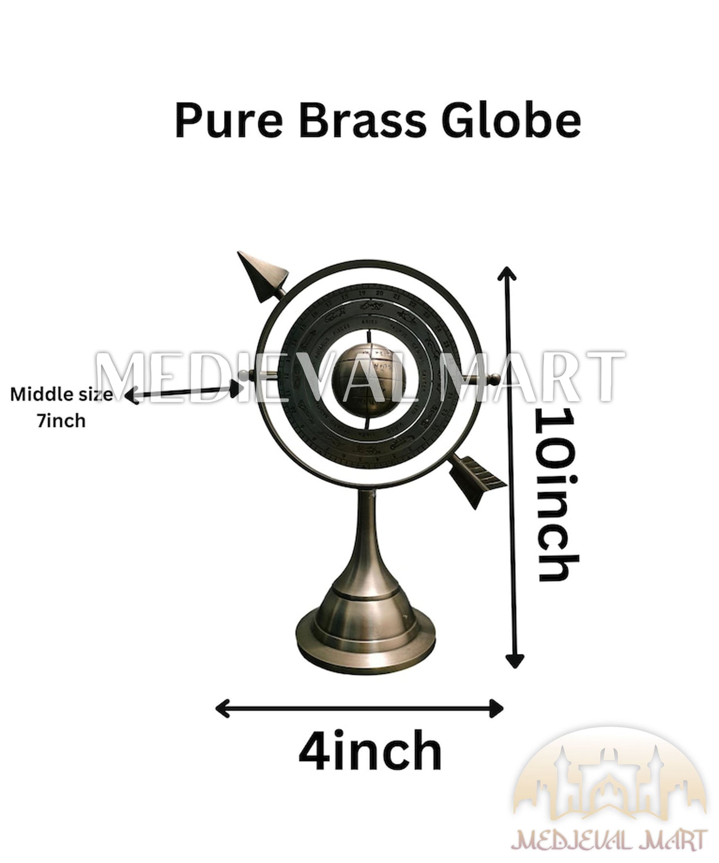 MEDIEVALMART Handmade Brass Armillary Sphere Globe: Antique Celestial Decor Gift for Christmas Day