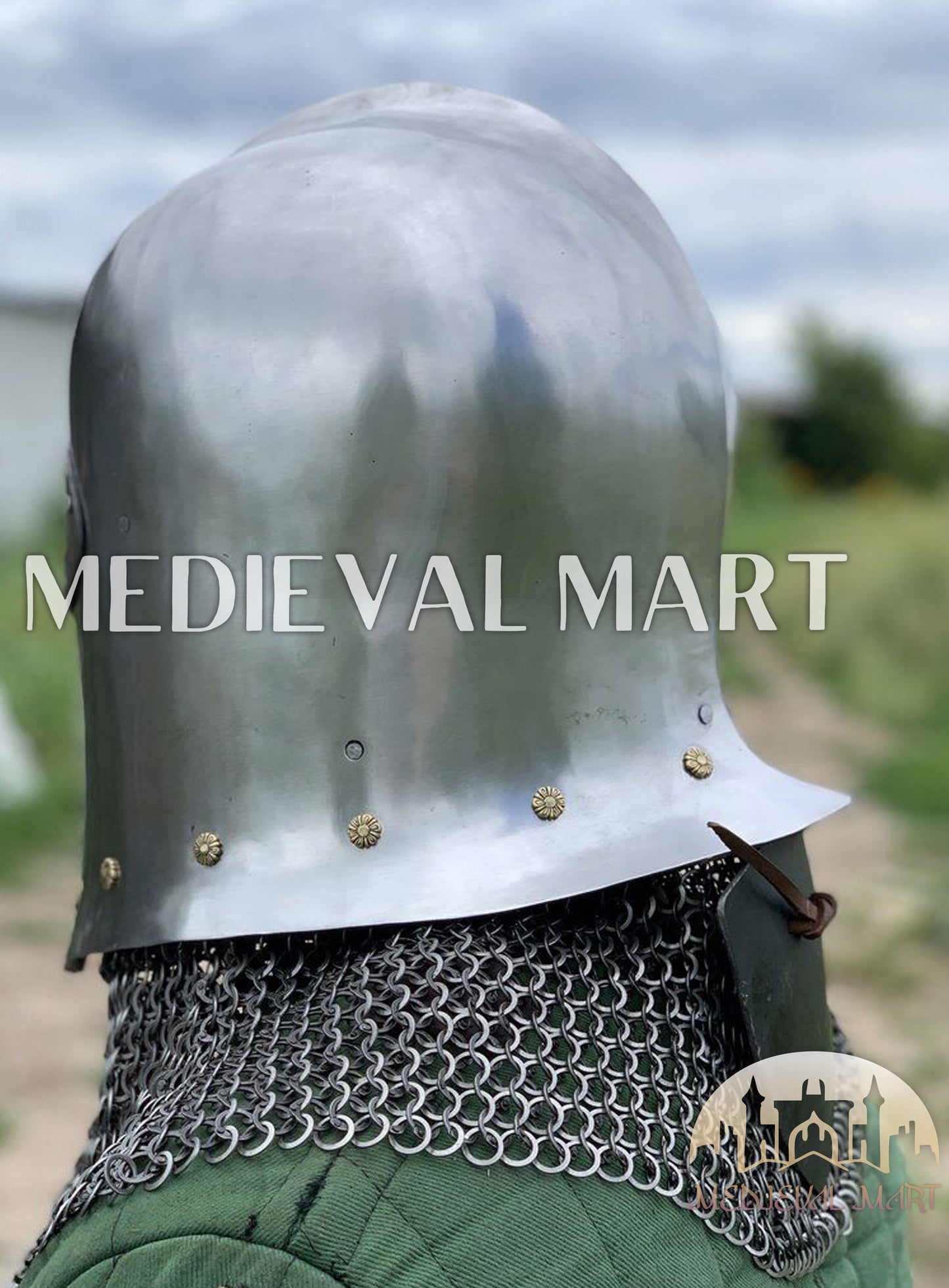 MEDIEVALMART 1500 AD Italian Barbute T shaped visor Helmet By "Gonaza Family"