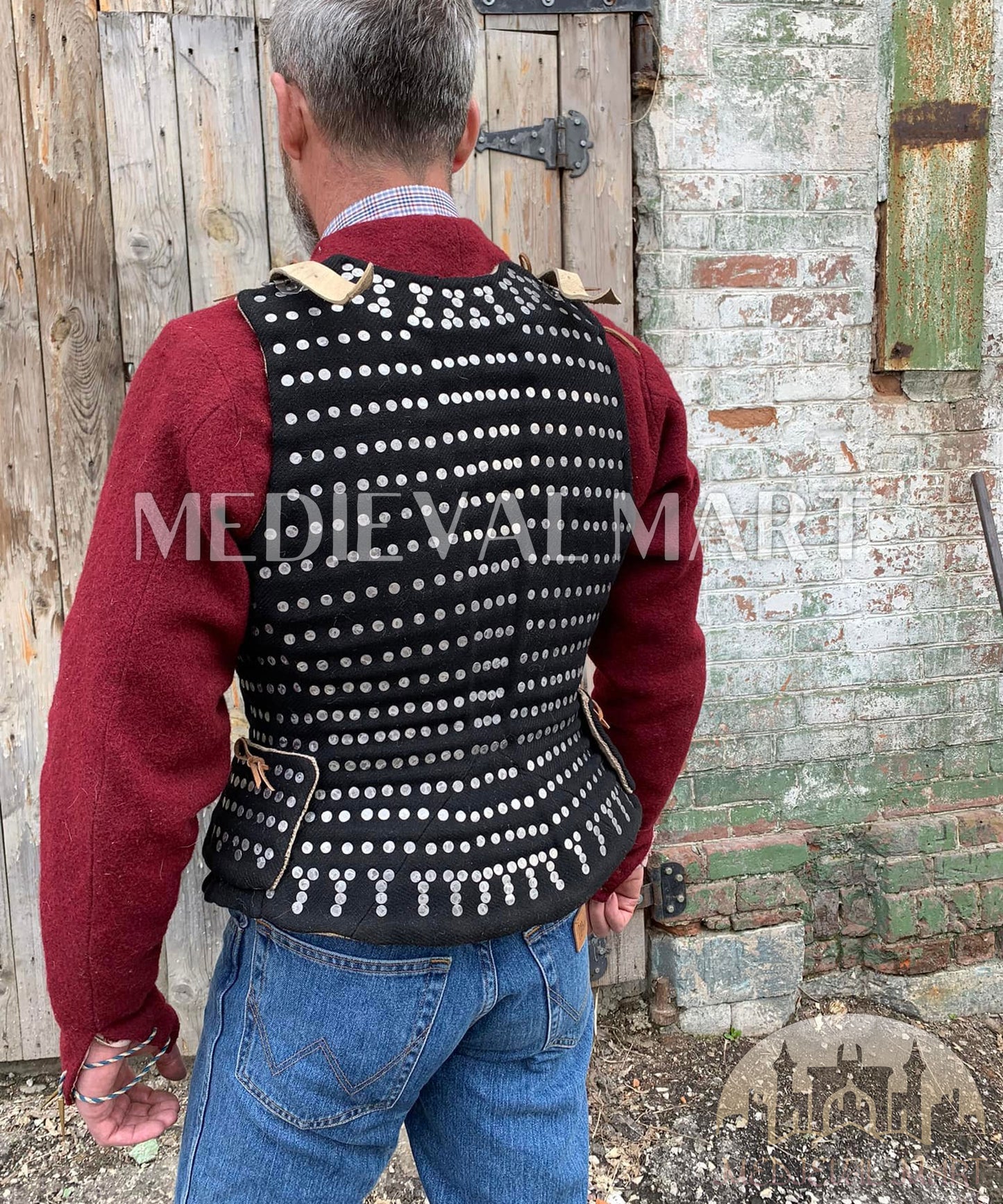 MEDIEVALMART Luxury Renaissance Simplified PREMIUM Black Brigandine Plates Jacket Armor Type Royal LARP Wimbledon, For Cosplay Him & Her