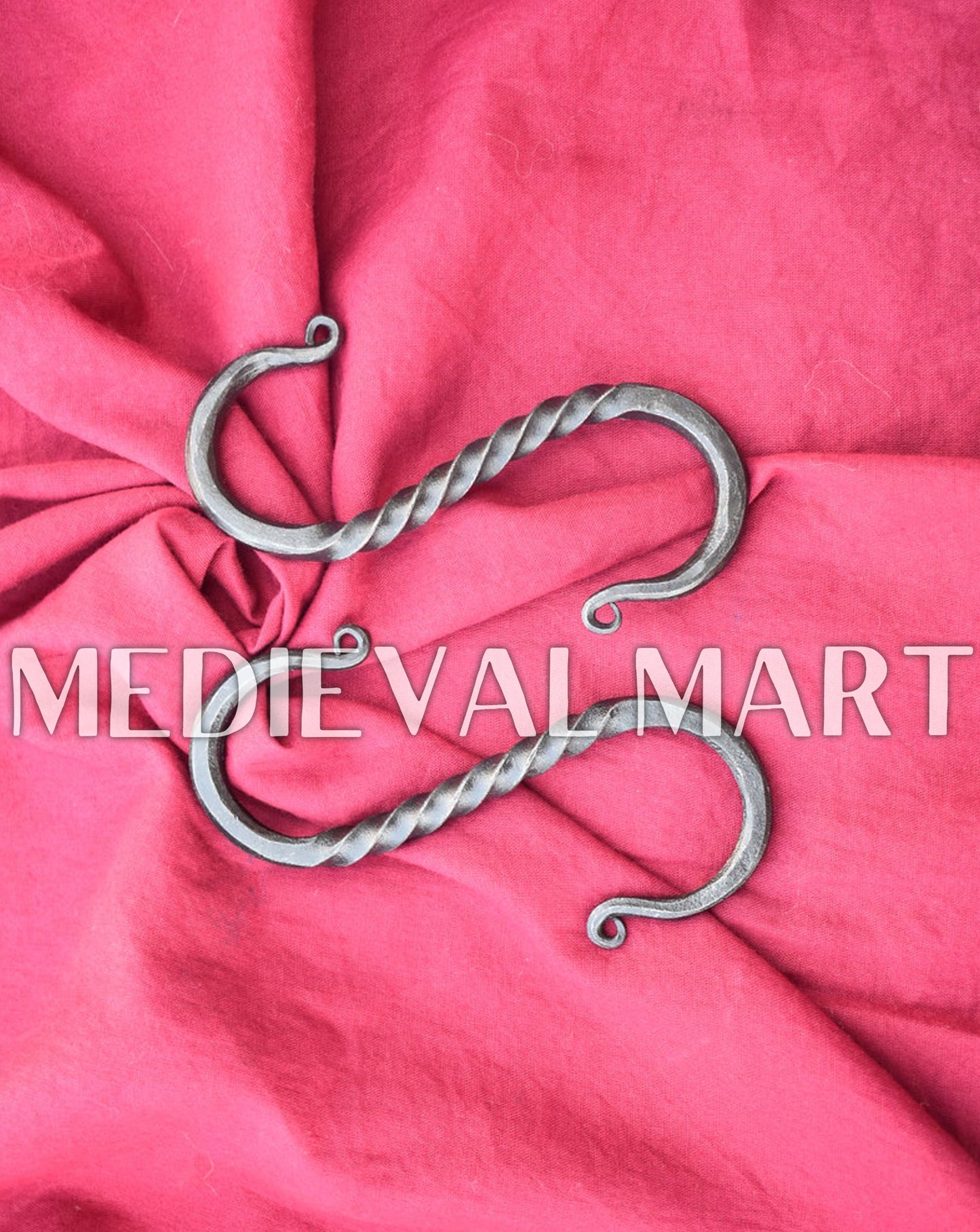 MEDIEVALMART Hand forged Twisted Heavy-Duty S Hook Set Of 2 Rustic Design