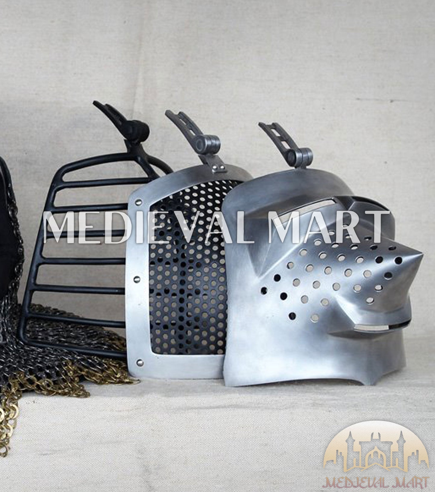 MEDIEVALMART XIV Century Medieval Houndskull "Lorenzo" Bascinet Visor Helmet HMB; IMCF