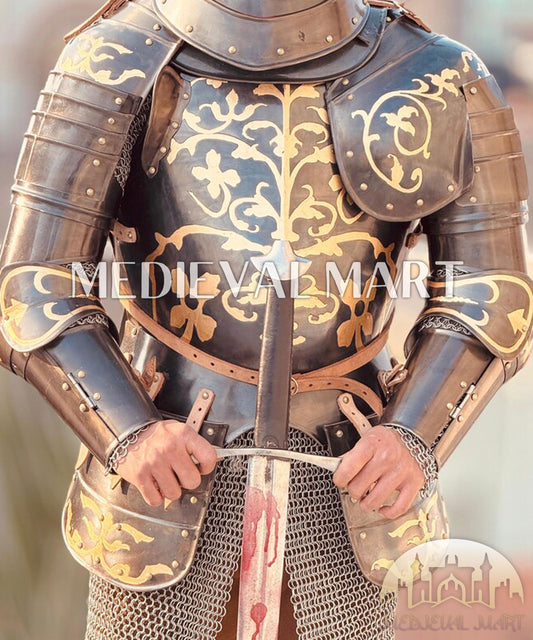 MEDIEVALMART Armure de Chevalier de Compétition en Acier demi-corps d'Anton Peffenhauser