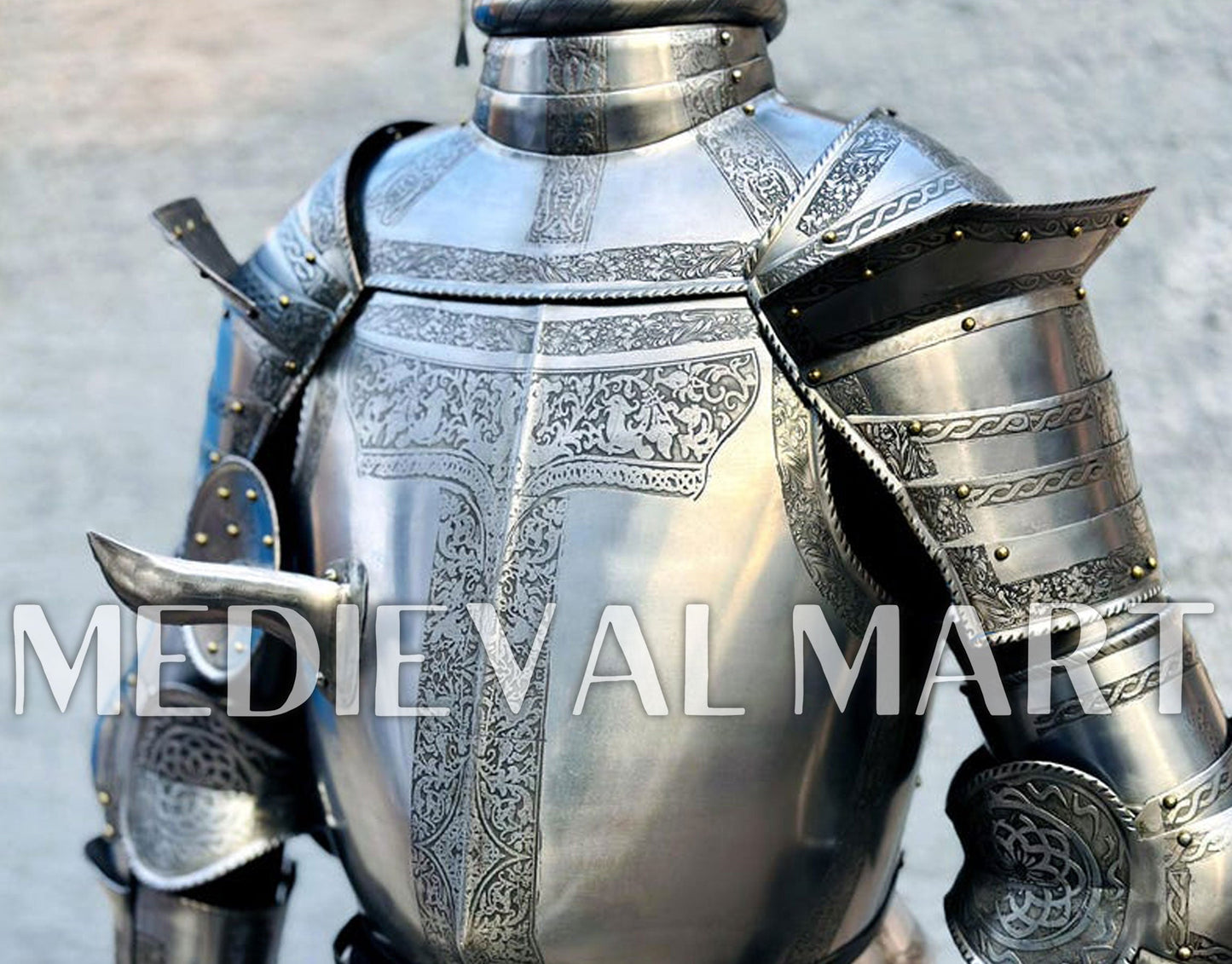 MEDIEVALMART Medieval Etched European Full Body Armor Suit