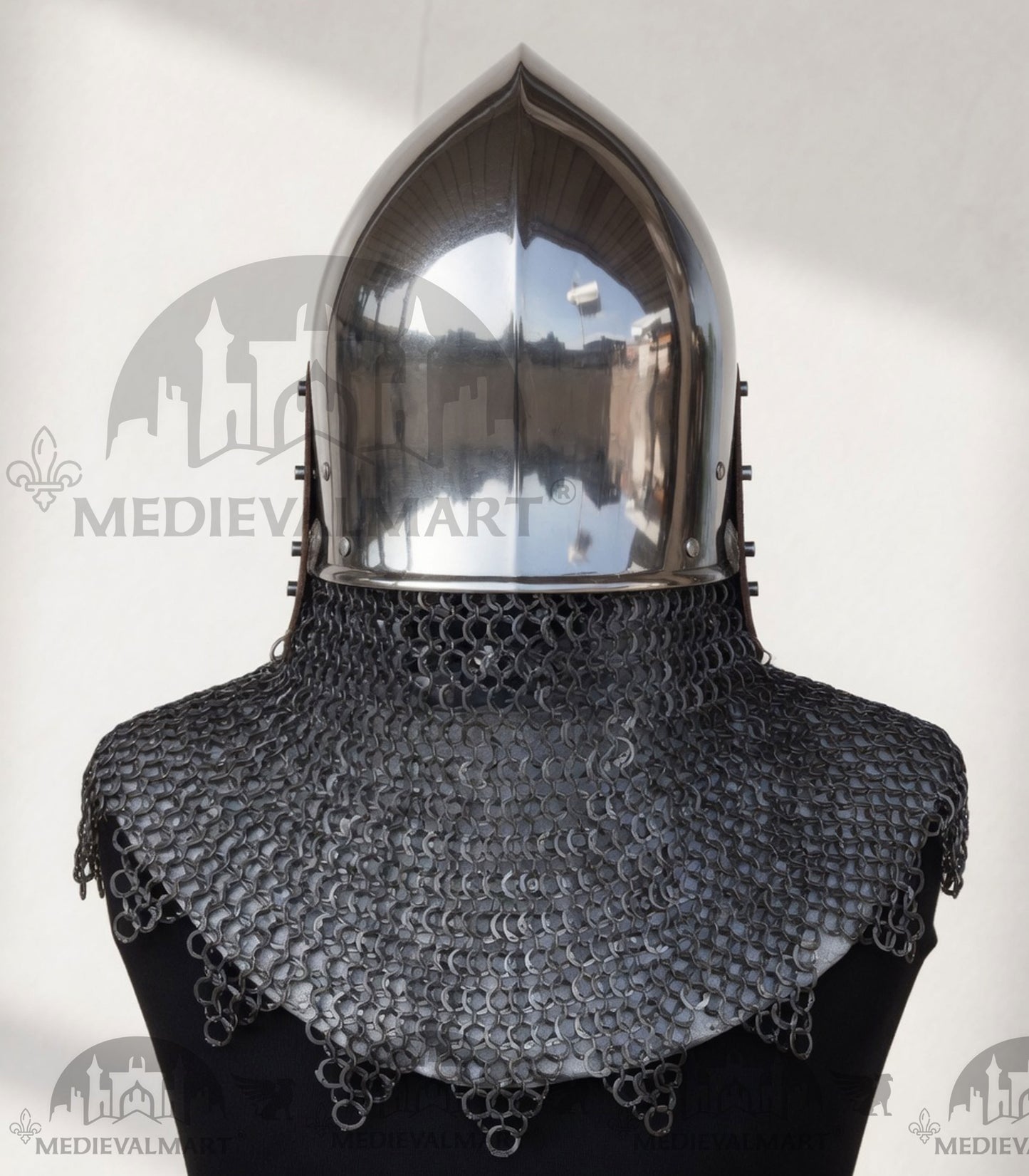 Casque de type bassinet à nasal de MEDIEVALMART, IXe siècle, européen, pour HMB ; SCA ; Buhurt