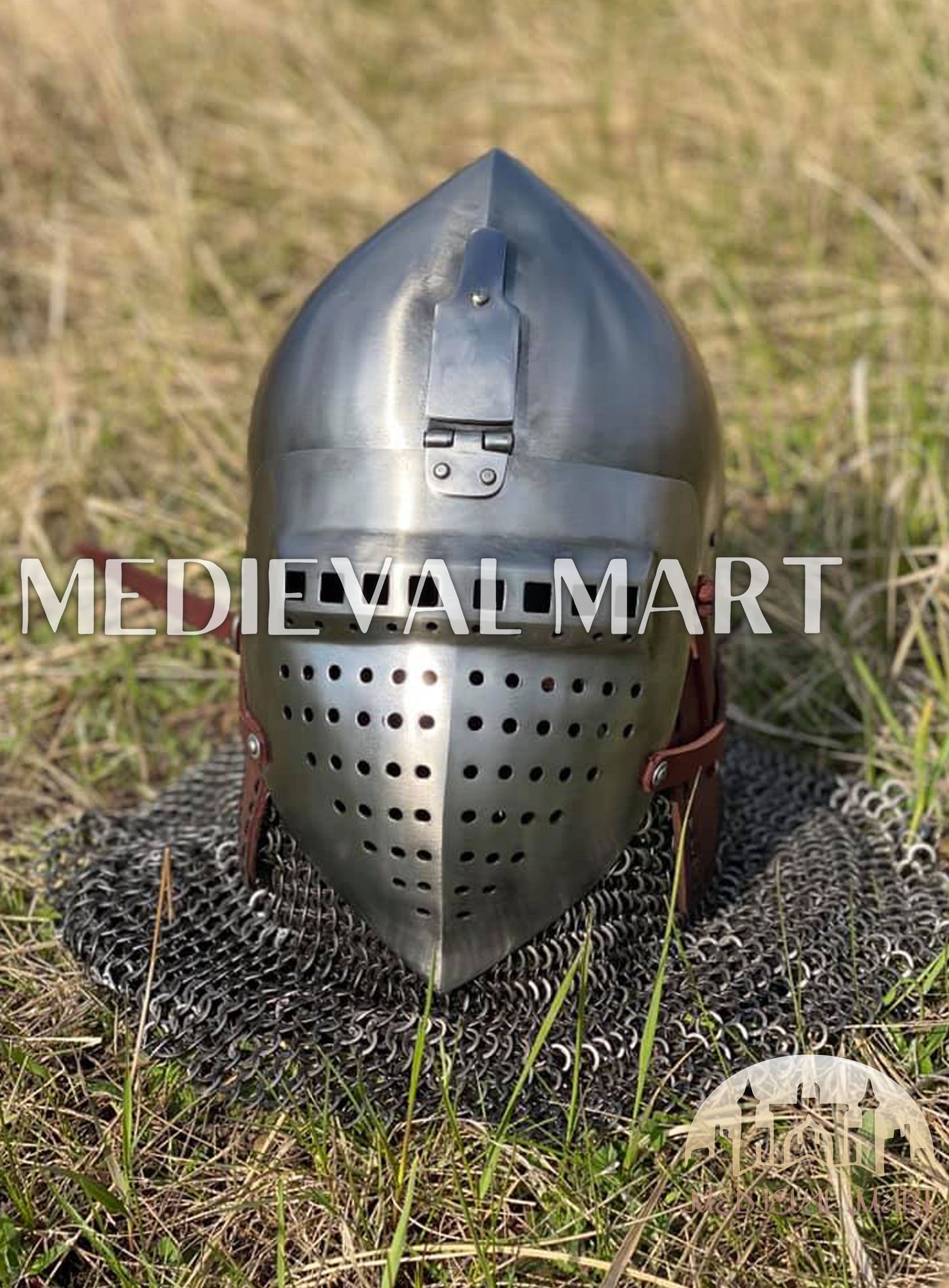 MEDIEVALMART 14th-Century Medieval LOB Nurnberg Klappvisor Combat Helmet