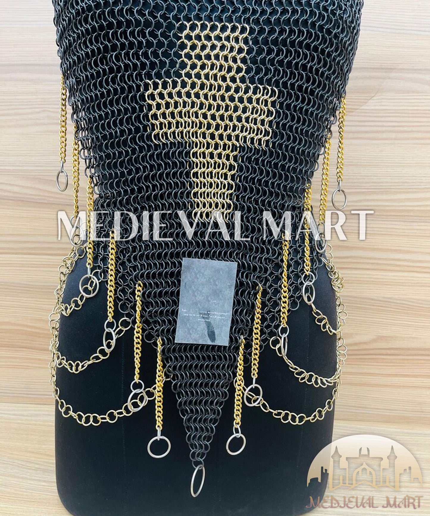 MEDIEVALMART Women’s Black (Dragonfang) Jesus Chainmail Armor W/o Skirt