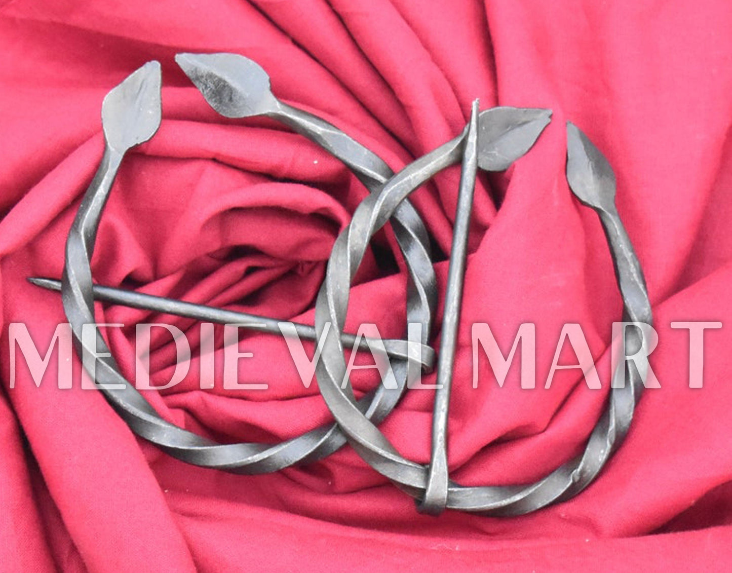 MEDIEVALMART Lot de 2 broches forgées à la main motif feuille viking