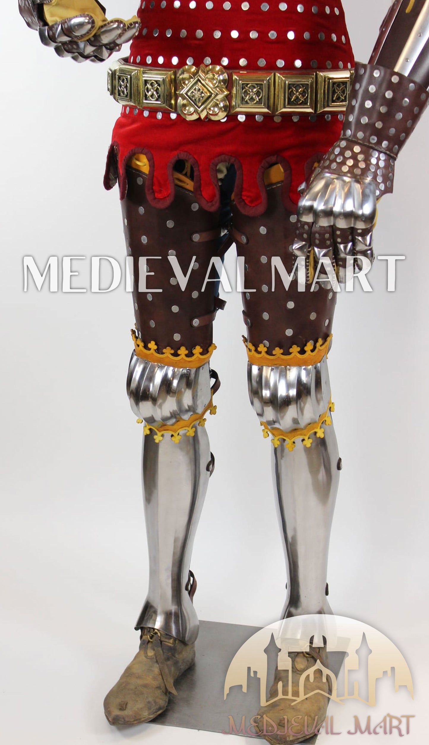 MEDIEVALMART 1346 Crécy-en-Ponthieu Medieval Breastplate Steel Armor W/H knight or Nasal Helmet and Shield