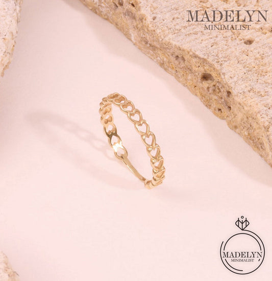 MADELYN MINIMALIST 14k Solid Gold Heart Ring Minimalist Love Band for Women Dainty Gold Heart | Gift For Wife or Girlfriend