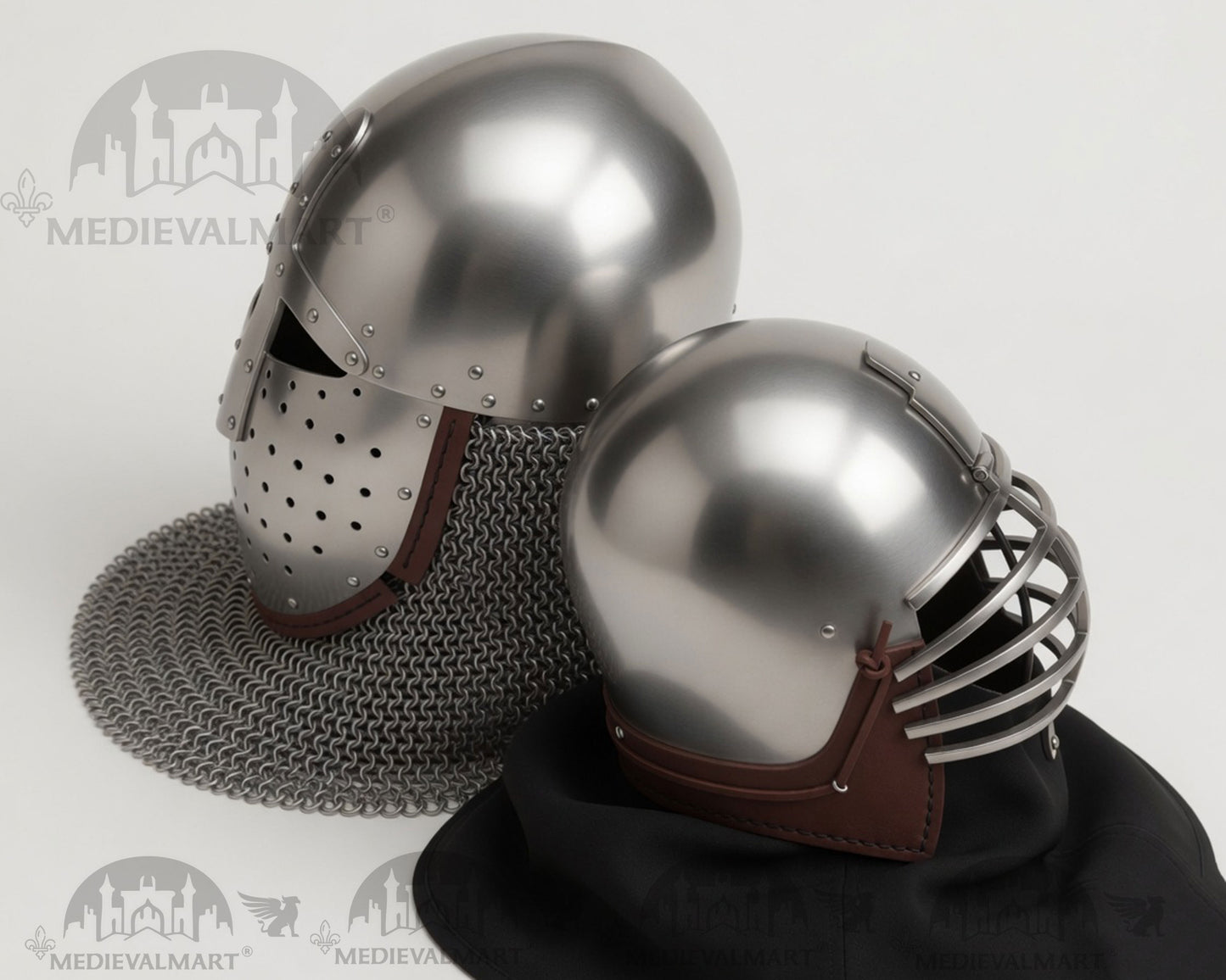 MEDIEVALMART Collection Limitée XIVe siècle « Côtes de loup » & Casque Bacinet « Normand »