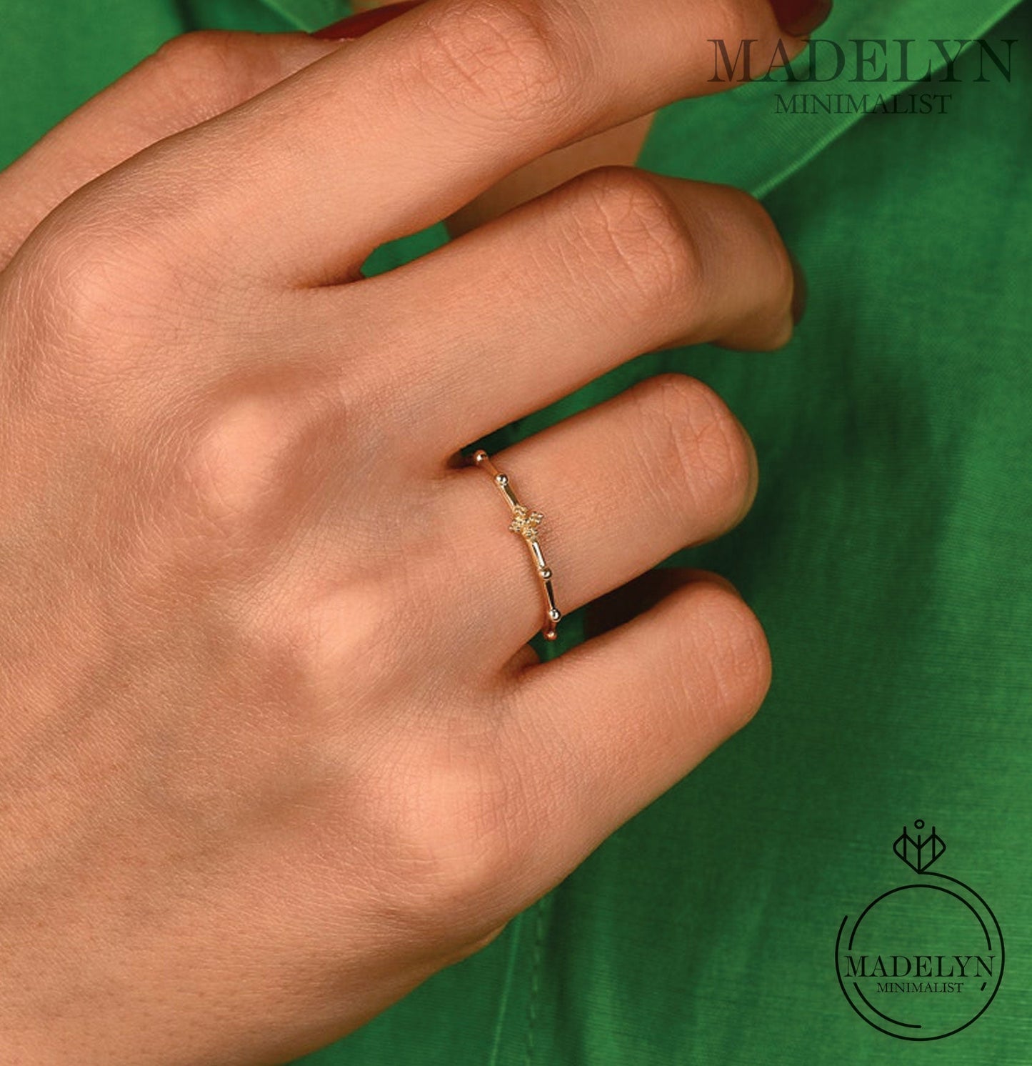 MADELYN MINIMALIST 14k Solid Gold Rosary Cristian Ring Catholic Dainty Ring for Women | Gift For Mom or Her