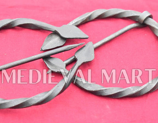MEDIEVALMART Set of 2 Hand forged Viking leaf design Brooch