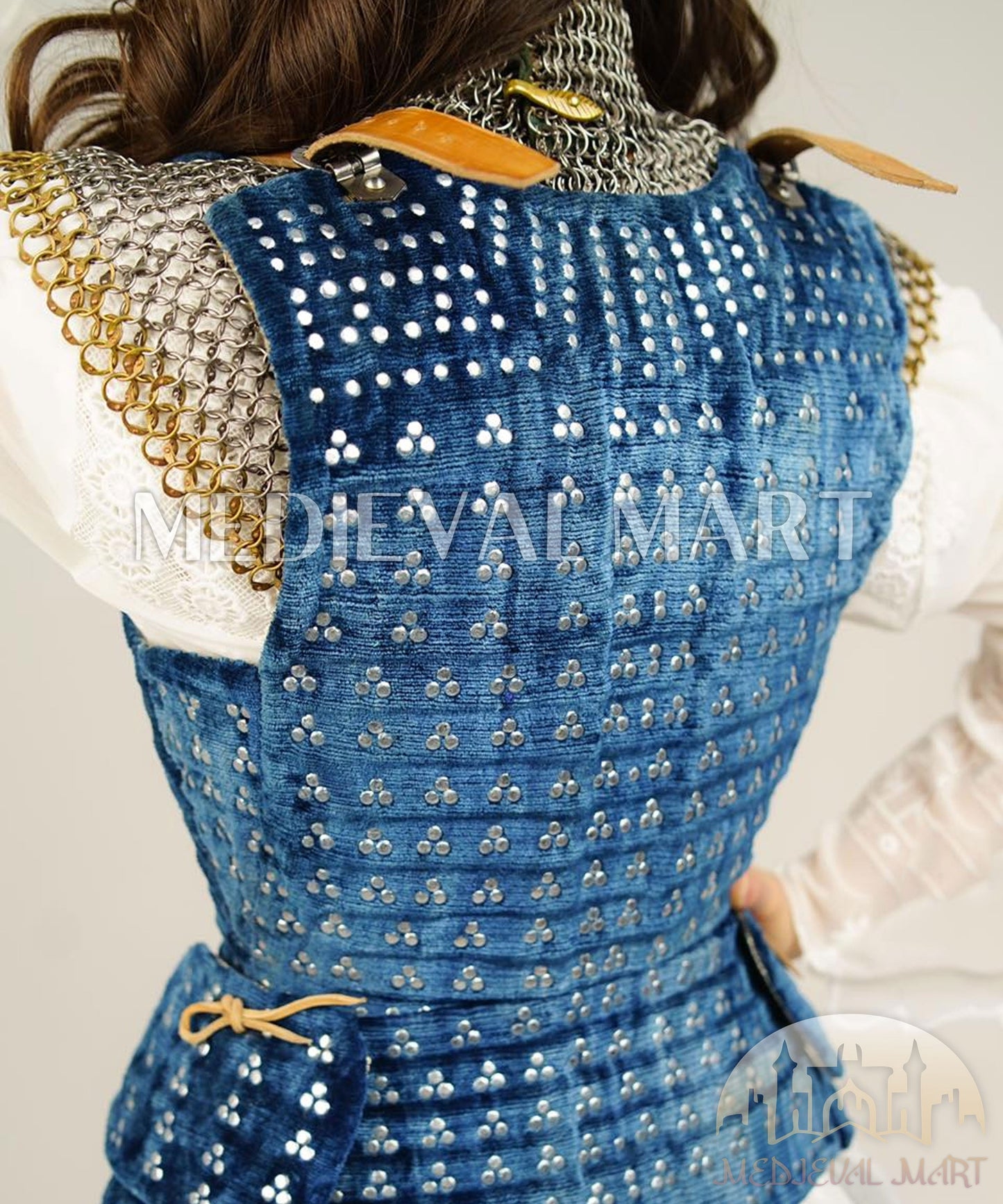 MEDIEVALMART Special Female Spanish Renaissance PREMIUM Blue Brigandine Jacket Armor Best for Teen or Adults Female For Halloween or Cosplay
