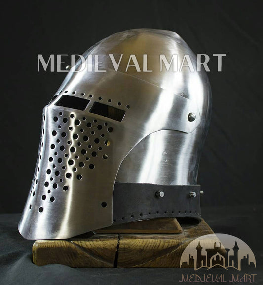 MEDIEVALMART The Great Alexander Hard Steel Edition War Damage Helmet on full Size