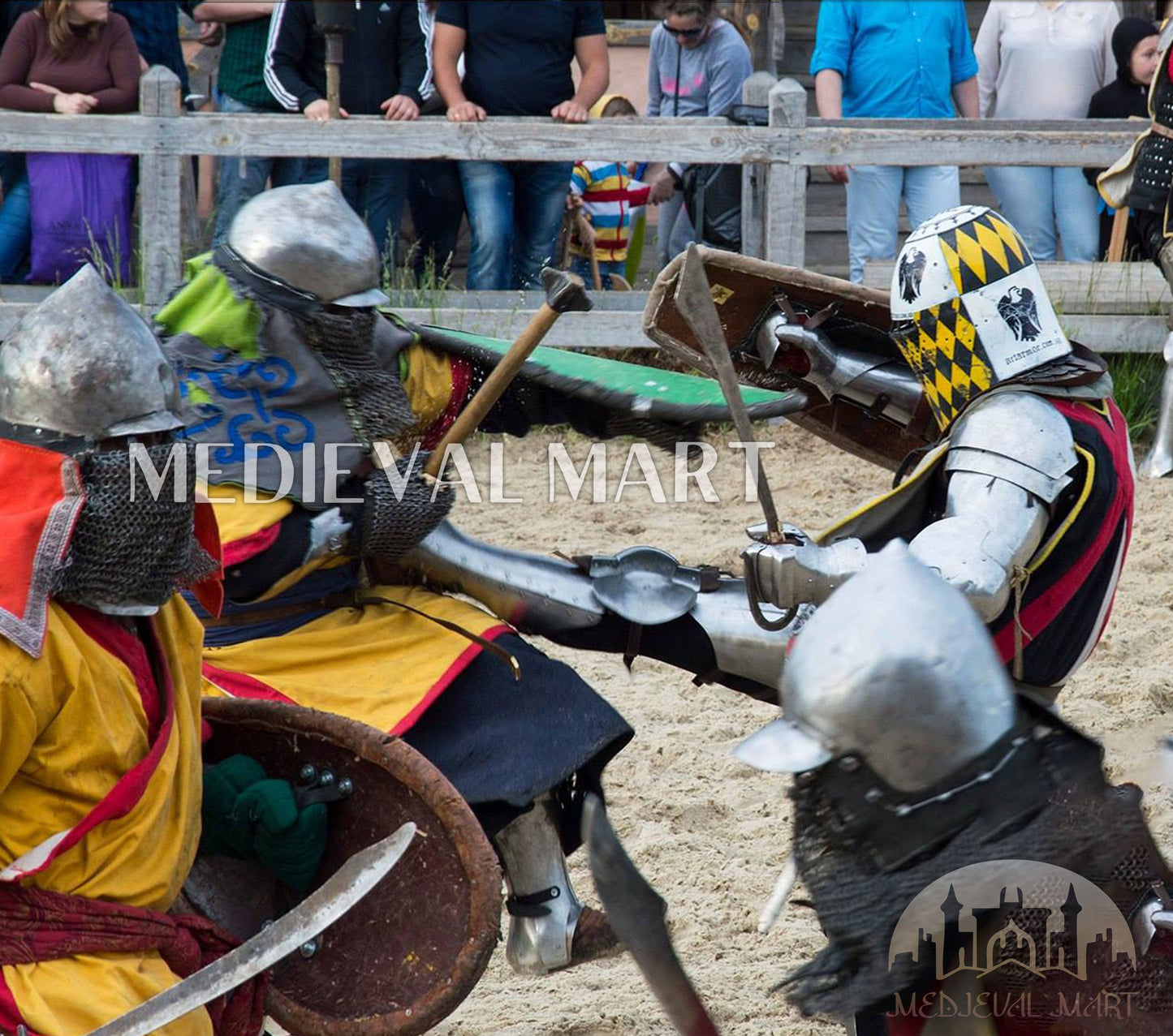 MEDIEVALMART Medieval Knight Armor Crusader Templar Helmet W/H 4 Flag Edition Color full Design