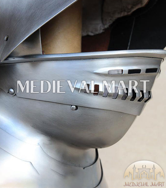 MEDIEVALMART 15 Century German Knight Closed Medieval Sallet Helmet With Neck Armor