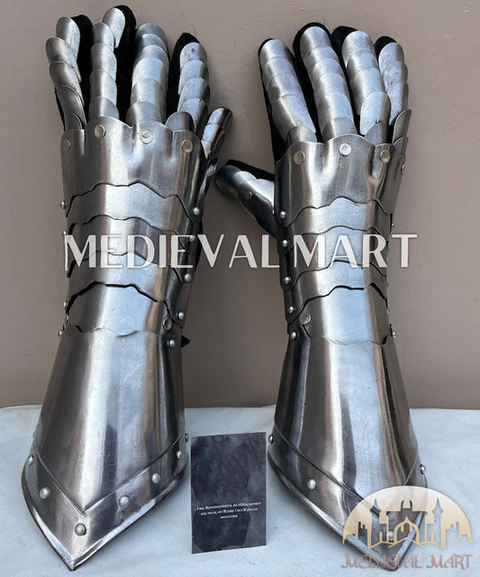 MEDIEVALMART LOTR Witcher Sauron-Inspired Exclusive Steel Plate Gauntlet- Cosplay Gloves Armor
