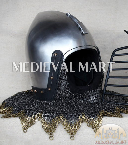 MEDIEVALMART XIV Century Medieval Houndskull "Lorenzo" Bascinet Visor Helmet HMB; IMCF