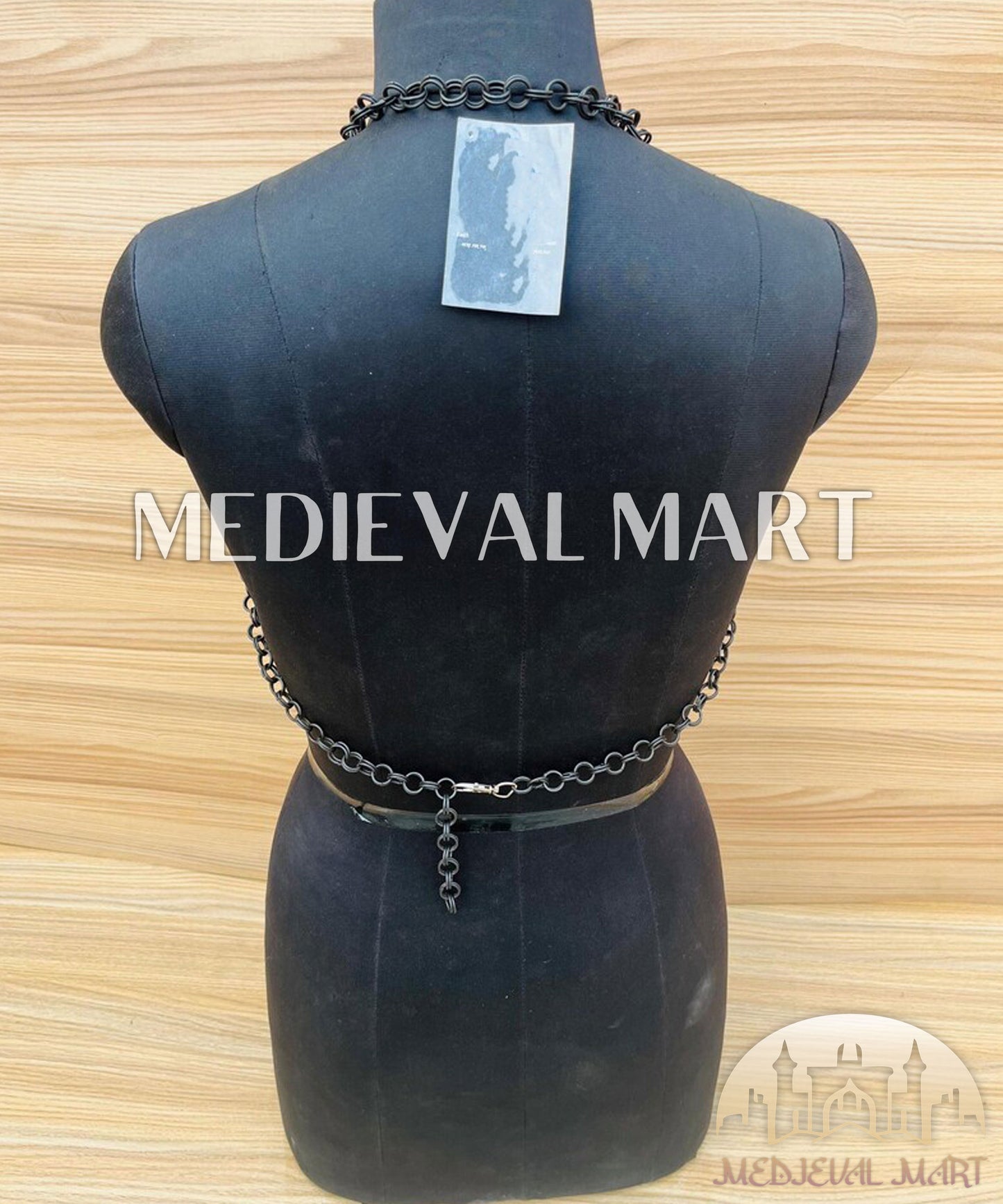 MEDIEVALMART Women’s Black (Dragonfang) Jesus Chainmail Armor W/H Skirt