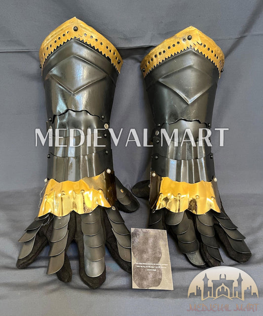 MEDIEVALMART LOTR Medieval Dark Wolf Fantasy Witcher Gauntlet - Cosplay Gloves Armor