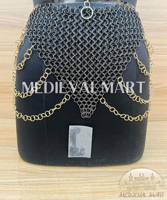 MEDIEVALMART Women’s Black (Dragonfang) Jesus Chainmail Armor W/o Skirt