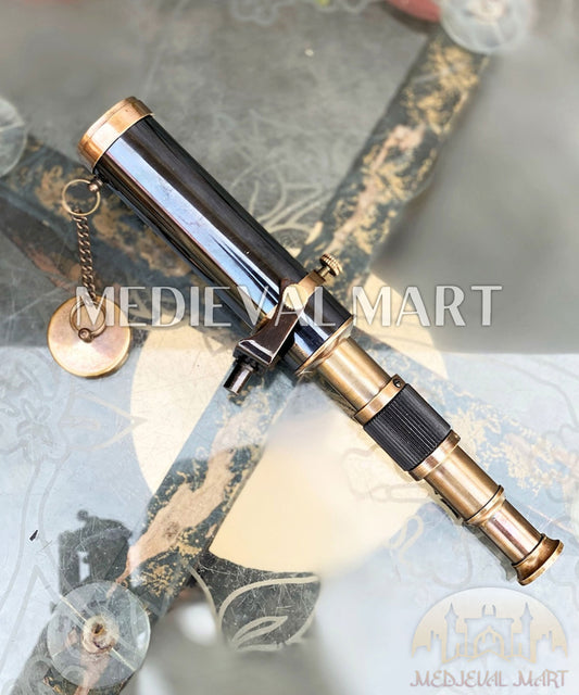 MEDIEVALMART Vintage Tripod Brass Telescope With Adjustable Tripod Stand | Antique Finish Table Top Brass Telescope, Christmas Gifts, Gift for Dad