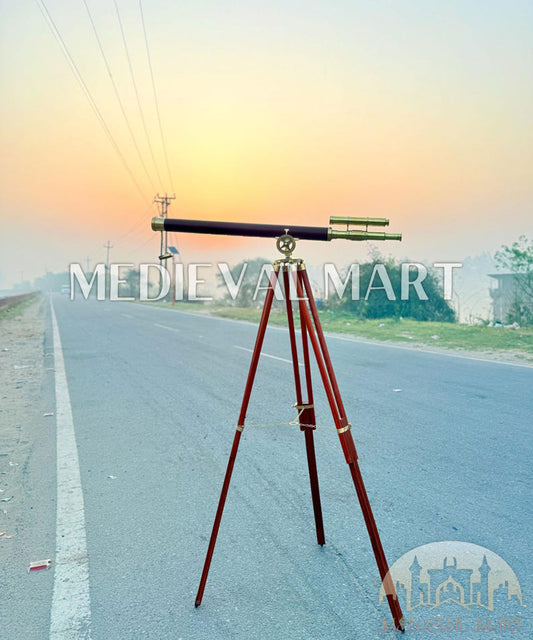 MEDIEVALMART Nautical Brass (40 Inch) Telescope on Adjustable Tripod Stand Gift for Dad