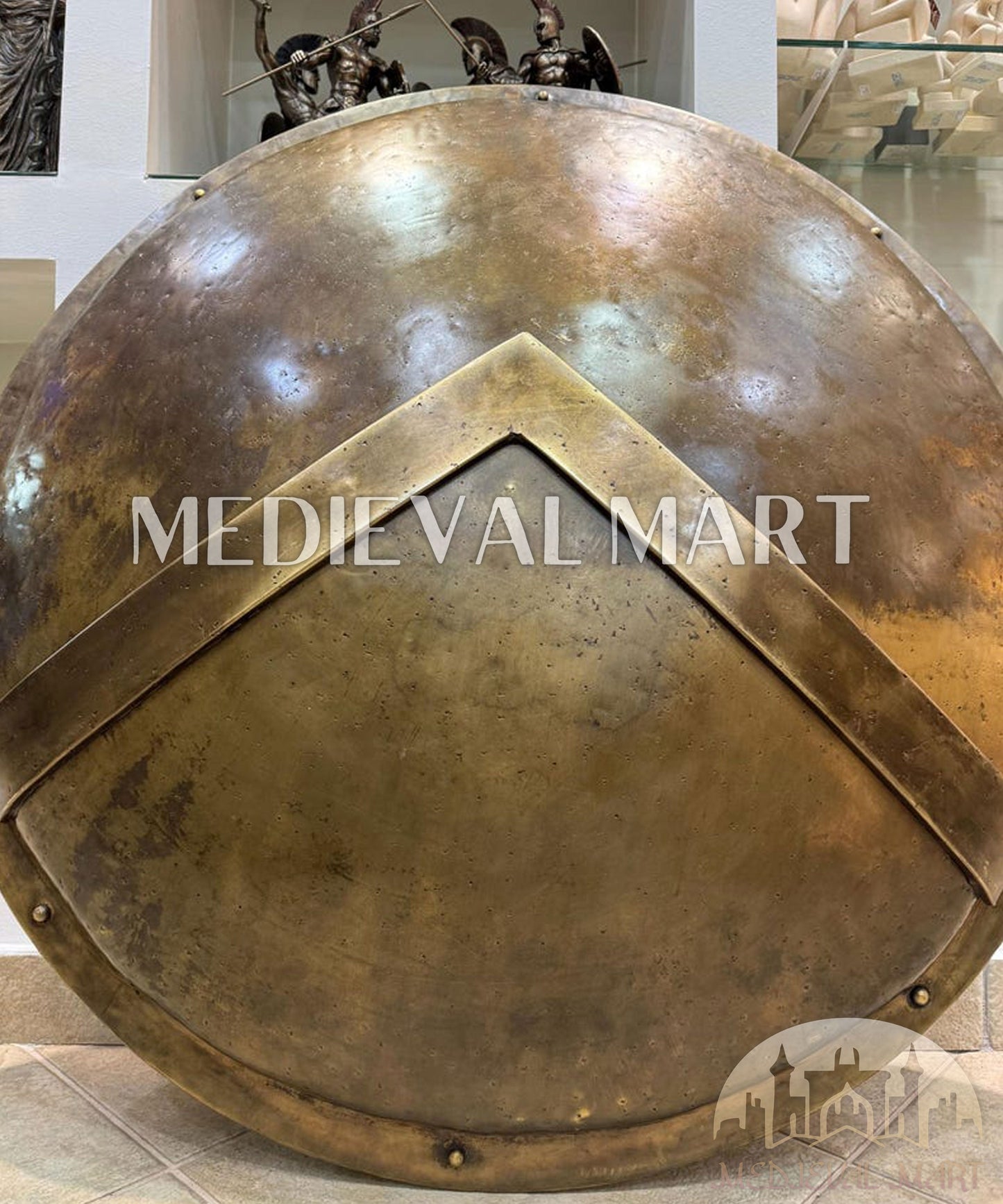 MEDIEVALMART 300 Movie Spartan’s Antique Touch Metal Shield | Gifts For Dad