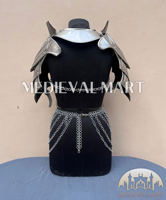 MEDIEVALMART (Isolara Dragonplate) Women’s Armor W/H Silver (Dragonfang) Jesus Chainmail Armor