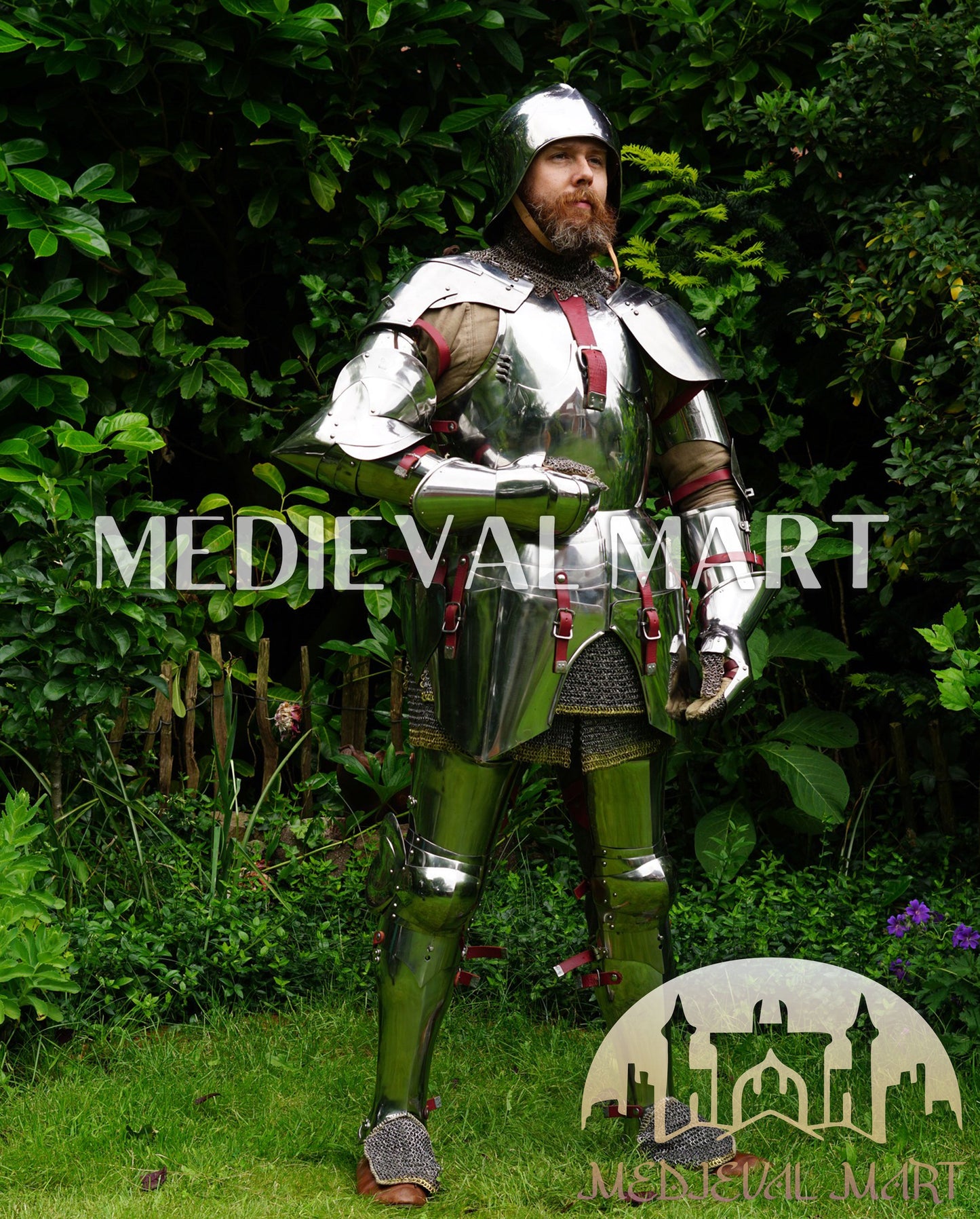 MEDIEVALMART 15th Century Gothic Parade Knight Armor | Late Medieva Full Plate Chainmail Suit for Reenactment