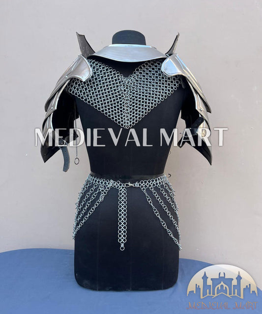 MEDIEVALMART (Isolara Dragonplate) Women’s Armor With (Moonfire) Chainmail Armor W/H Skirt