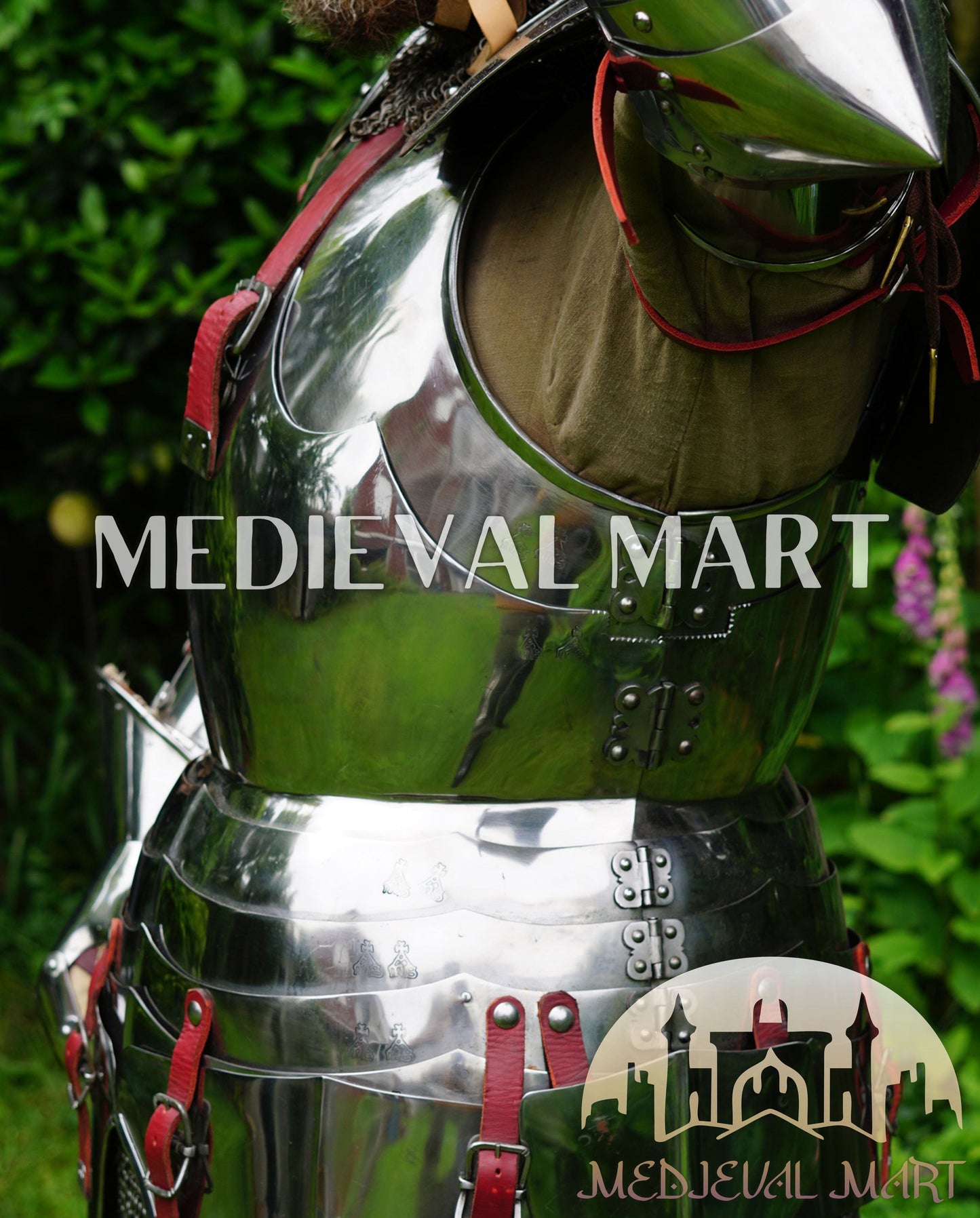MEDIEVALMART 15th Century Gothic Parade Knight Armor | Late Medieva Full Plate Chainmail Suit for Reenactment