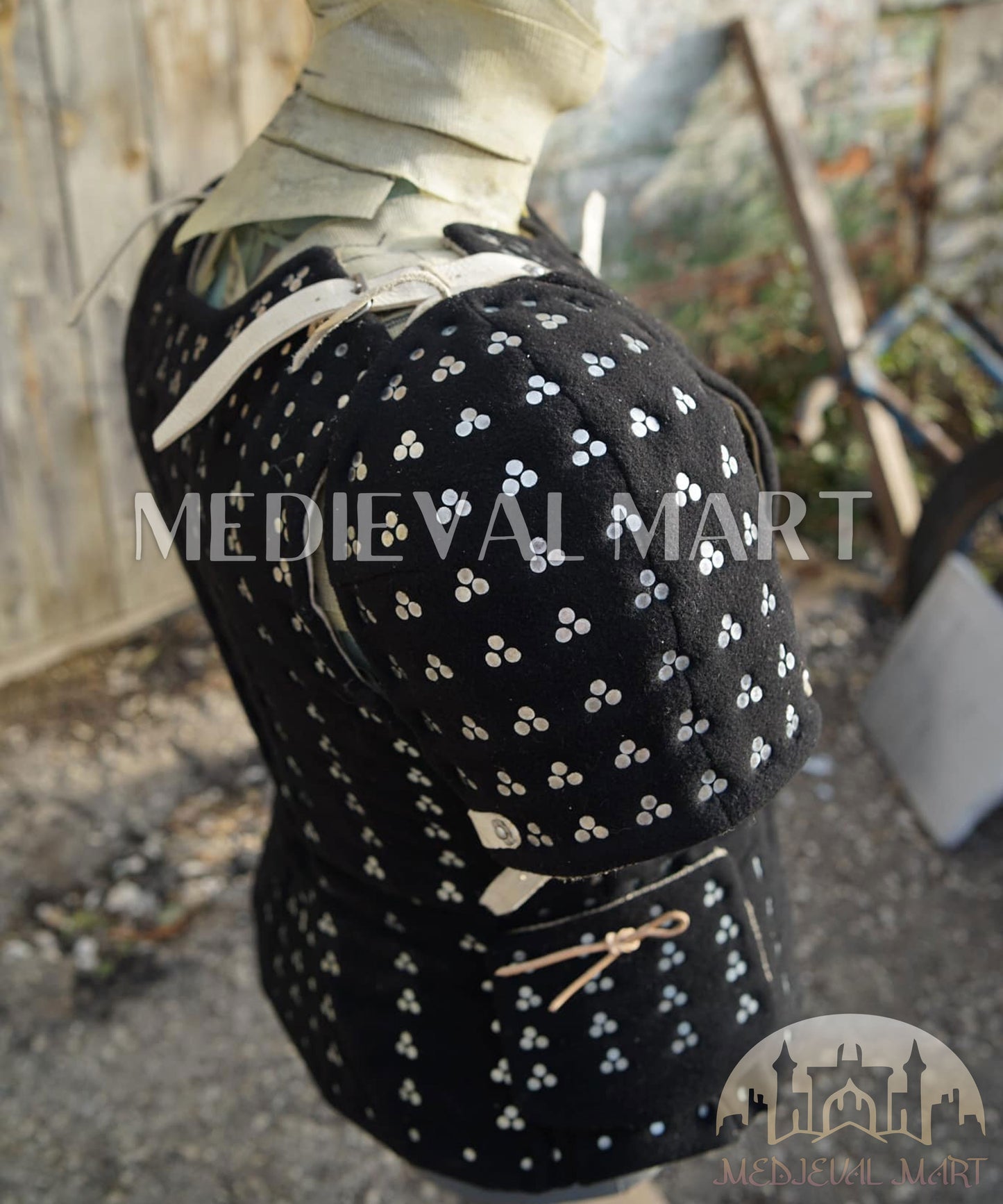 MEDIEVALMART Historical Renaissance PREMIUM Black Brigandine Jacket Armor W/H Brigandine Spaulders Gift For Ren-Fairs, Gift for Him & Her