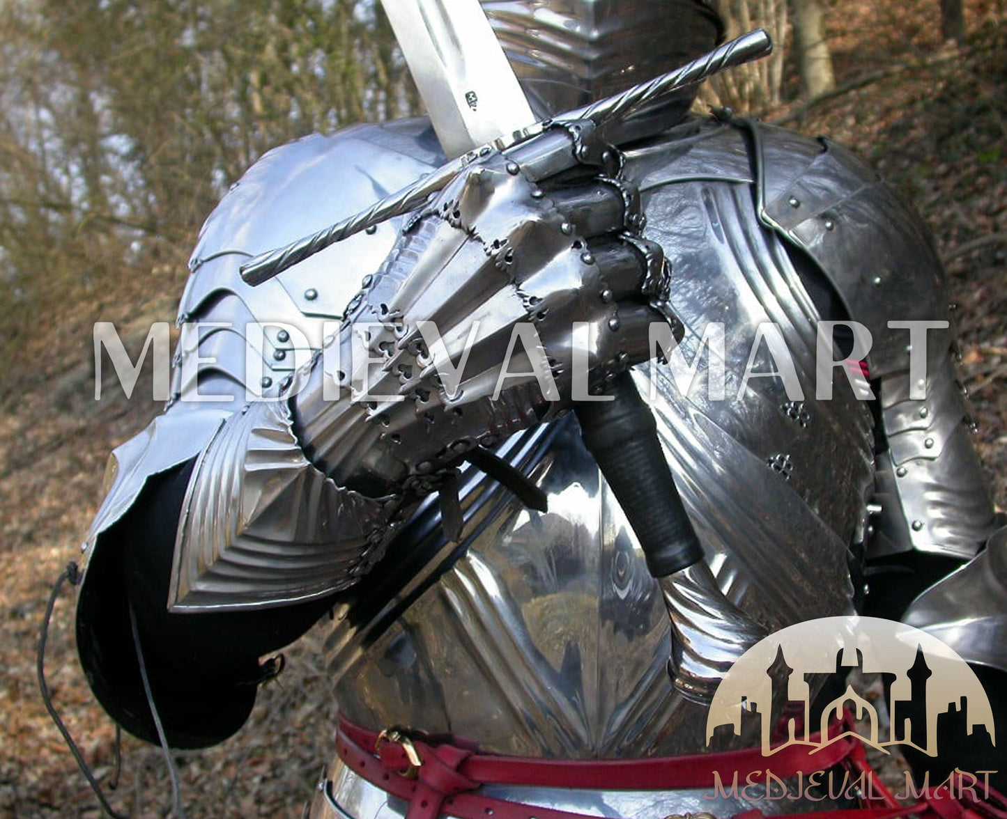 MEDIEVALMART Medieval 15th century Germans knight warrior full body complete metal armour costume with Sword and Chain mail Inner