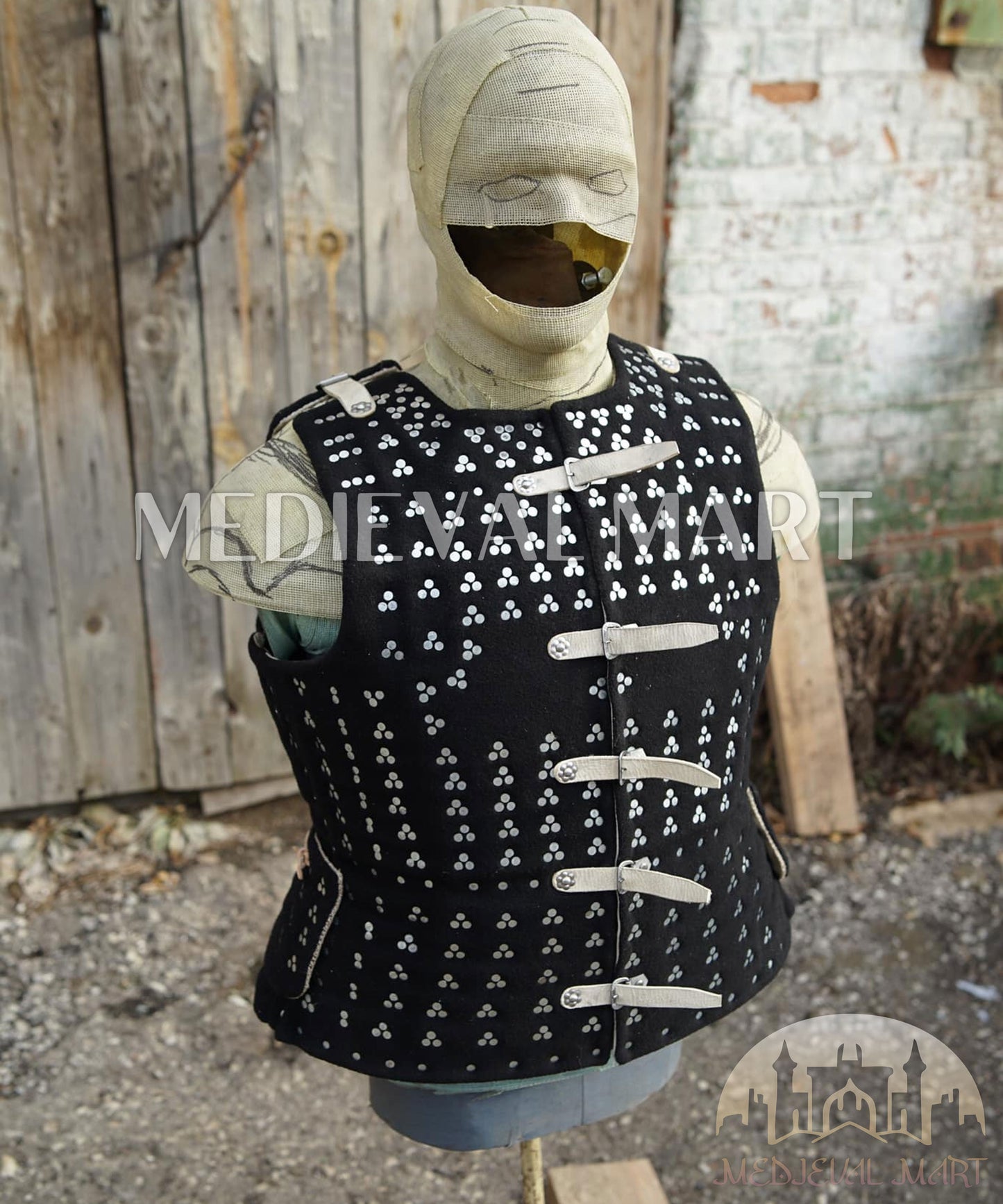 MEDIEVALMART Historical Renaissance PREMIUM Black Brigandine Jacket Armor W/H Brigandine Spaulders Gift For Ren-Fairs, Gift for Him & Her
