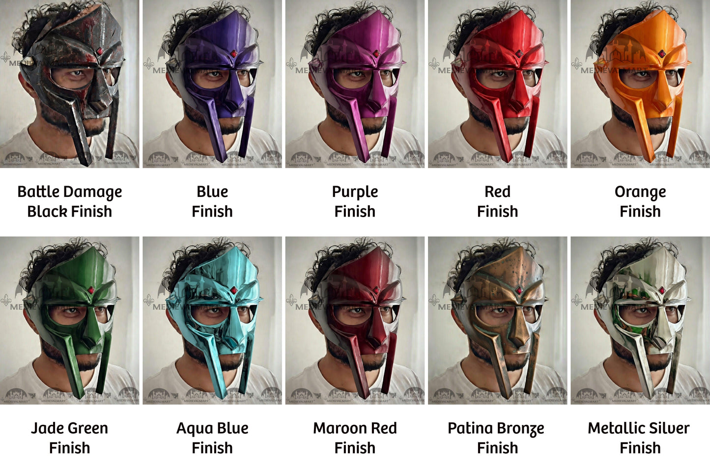 MEDIEVALMART PREMIUM MF DOOM Mask Mad Villain Gold Finish Steel Face Armor