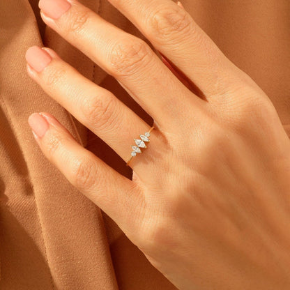 MADELYN MINIMALIST 14k Solid Gold Marquise Simple Diamond Dainty Promise Ring | Gift For Mom