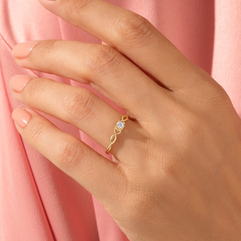 MADELYN MINIMALIST 14k Solid Gold Tiny Engagement Dainty Heart Ring for Girlfriend | Gift for Wife, Her, Mom