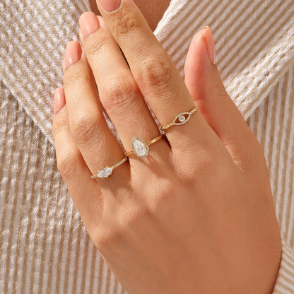 MADELYN MINIMALIST 14k Solid Gold Diamond Marquise Dainty Solitaire Ring | Gift for Girlfriend, Wife