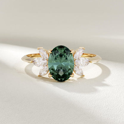 MADELYN MINIMALIST 14k Solid Gold Alexandrite Oval Engagement Solitaire Ring | Gift for Wife Birthday