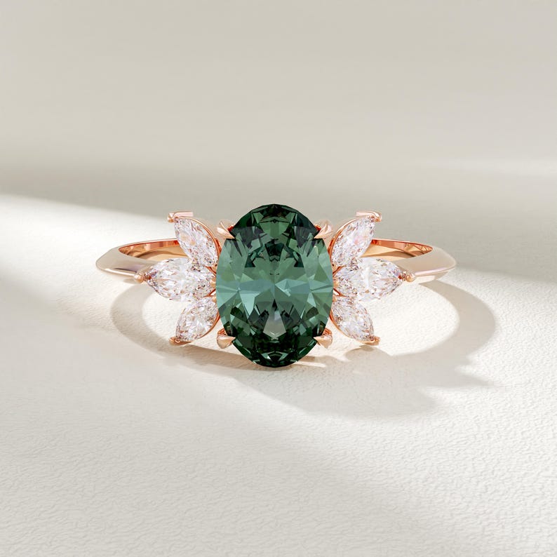 MADELYN MINIMALIST 14k Solid Gold Alexandrite Oval Engagement Solitaire Ring | Gift for Wife Birthday