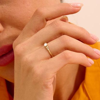 MADELYN MINIMALIST 14k Solid Gold Moissanite Cluster Engagement or Dainty Promise Ring for Her | Gift for Mom, Her